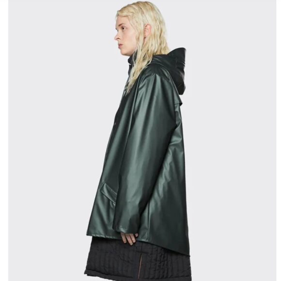 NWT Rains Jacket Silver Pine Raincoat Waterproof Rare Color Unisex XL Denmark - Picture 2 of 4